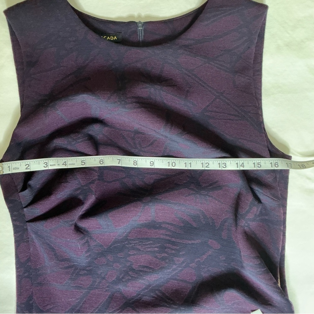 Escada Ruched Jacquard Print Sheath Midi Dress Purple Size 42 - Picture 13 of 16